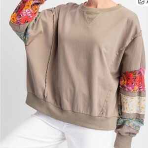 Easel Neutral Taupe Crewneck Sweatshirt